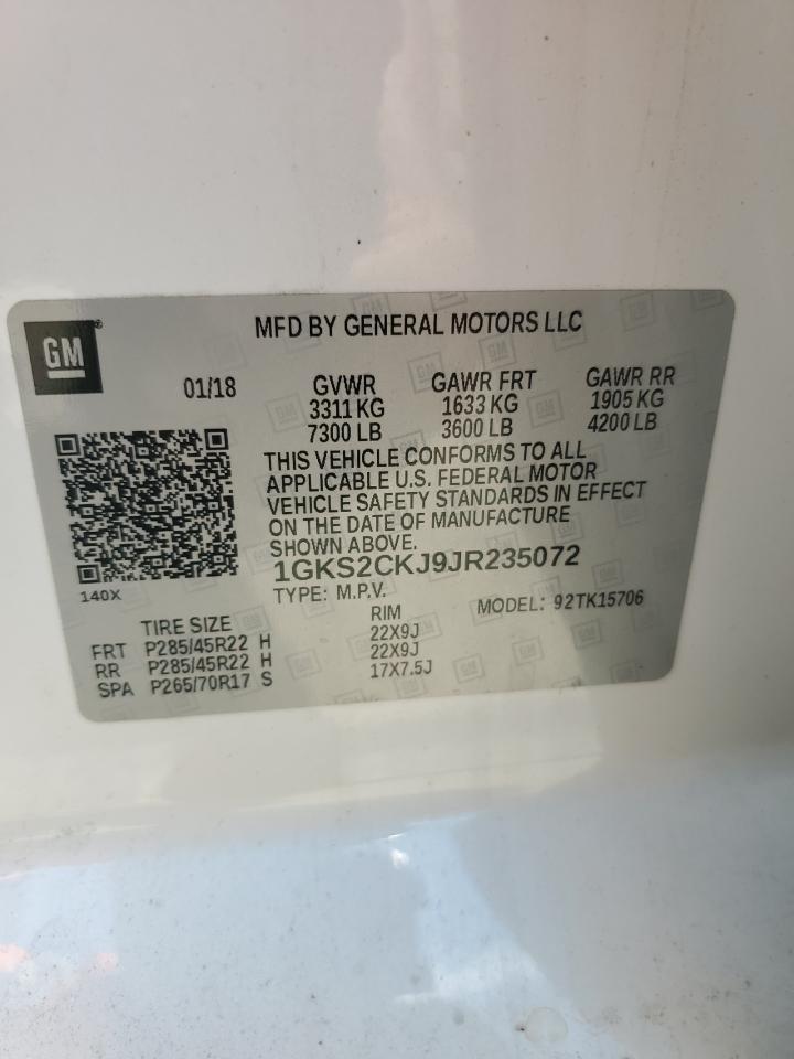 1GKS2CKJ9JR235072 2018 GMC Yukon Denali