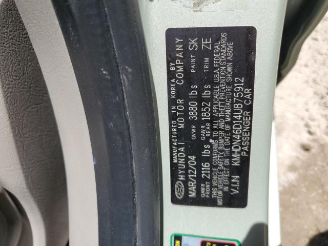 2004 Hyundai Elantra Gls VIN: KMHDN46D14U875912 Lot: 61012794
