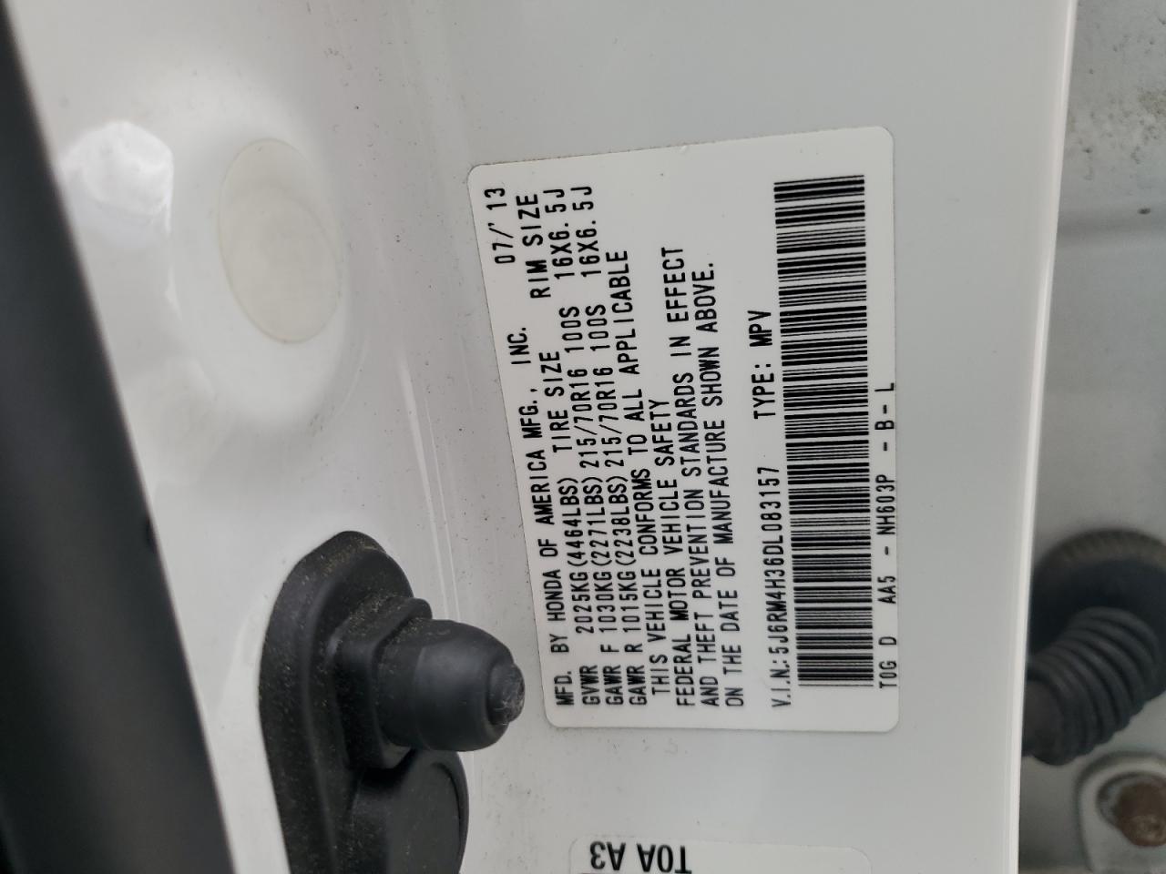 5J6RM4H36DL083157 2013 Honda Cr-V Lx