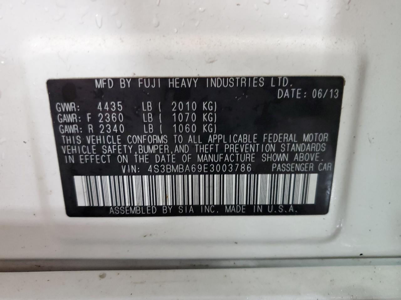 4S3BMBA69E3003786 2014 Subaru Legacy 2.5I