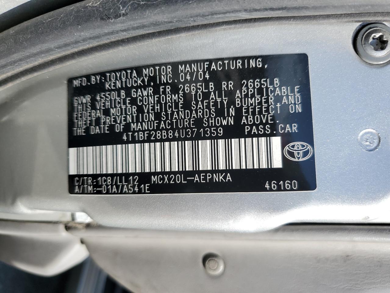 4T1BF28B84U371359 2004 Toyota Avalon Xl