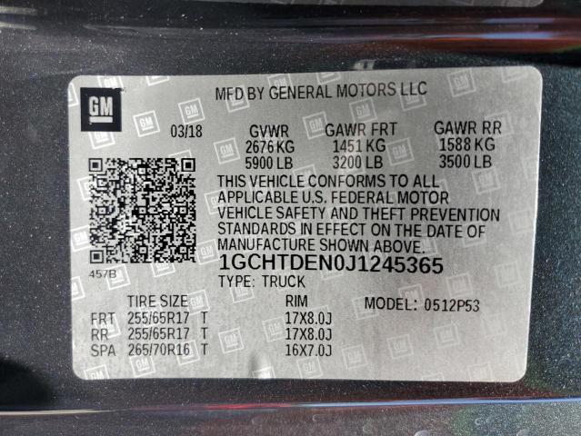 2018 Chevrolet Colorado Z71 VIN: 1GCHTDEN0J1245365 Lot: 59957544