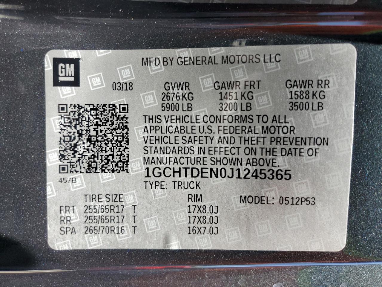 1GCHTDEN0J1245365 2018 Chevrolet Colorado Z71