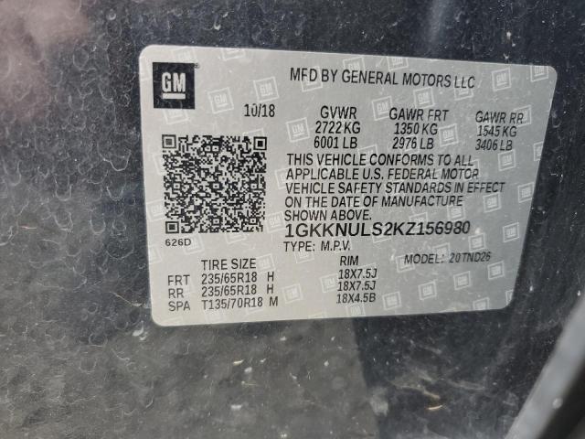 2019 GMC Acadia Slt-1 VIN: 1GKKNULS2KZ156980 Lot: 60382334