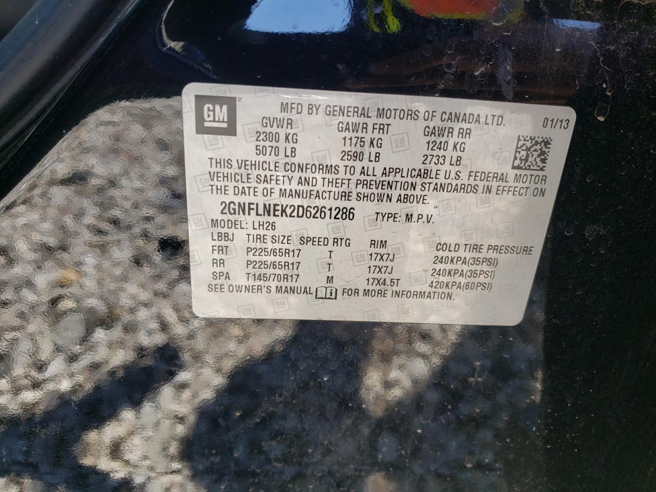 2GNFLNEK2D6261286 2013 Chevrolet Equinox Lt