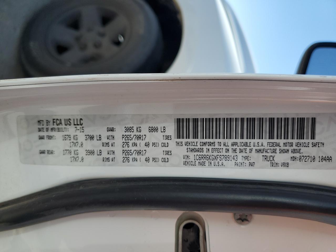 1C6RR6KGXFS789143 2015 Ram 1500 St