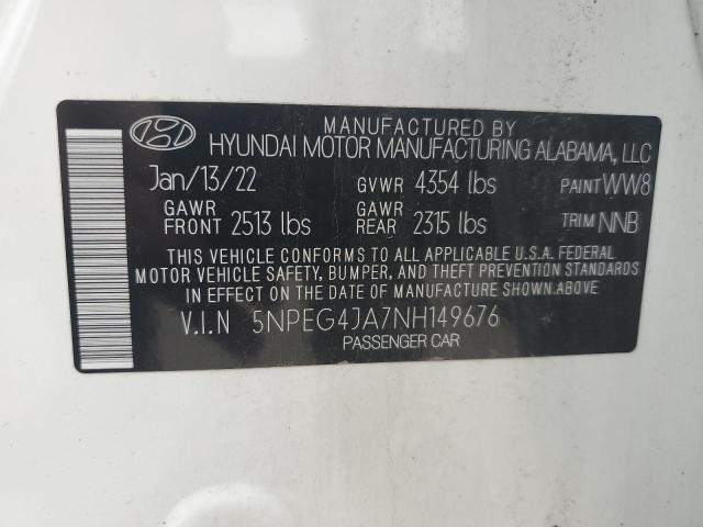 2022 Hyundai Sonata Se VIN: 5NPEG4JA7NH149676 Lot: 57828664