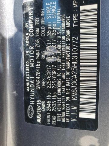 2017 Hyundai Tucson Limited VIN: KM8J3CA25HU310772 Lot: 60800894