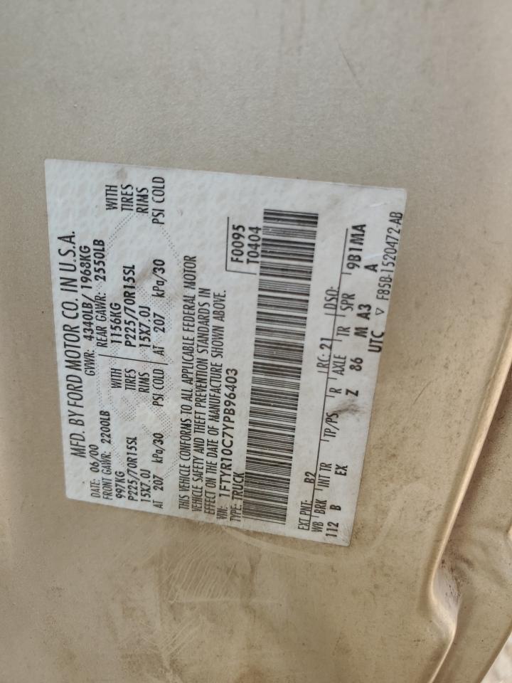 1FTYR10C7YPB96403 2000 Ford Ranger