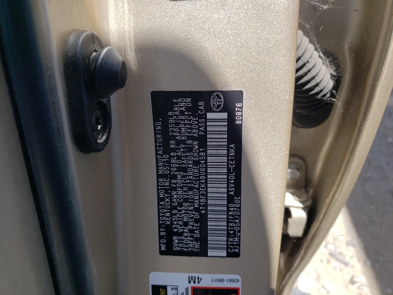 4T1BF3EK4BU604581 2011 Toyota Camry Base