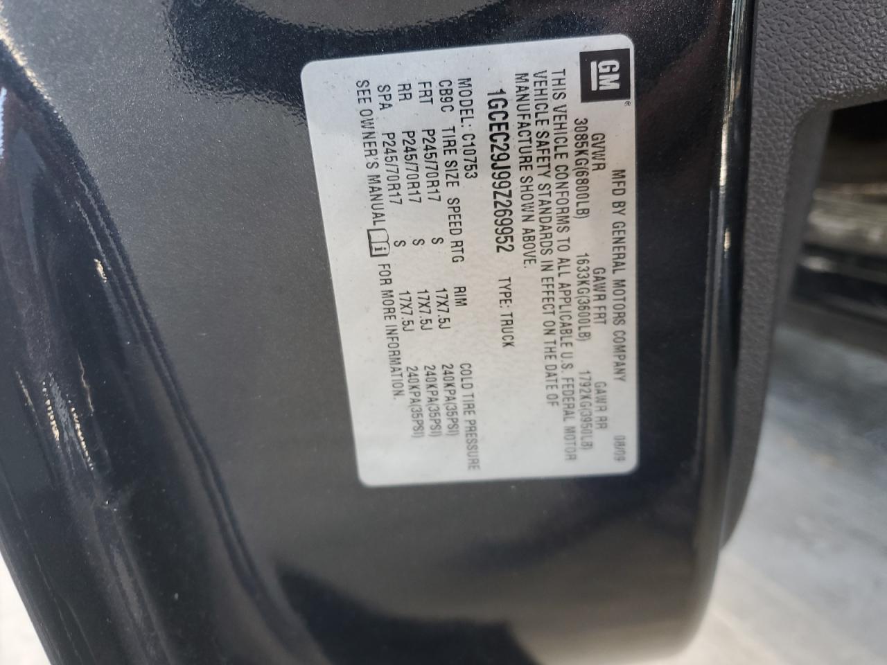 1GCEC29J99Z269952 2009 Chevrolet Silverado C1500 Lt