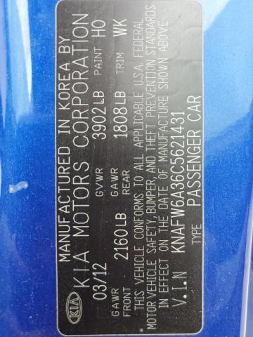 2012 Kia Forte Sx VIN: KNAFW6A36C5621431 Lot: 57670284