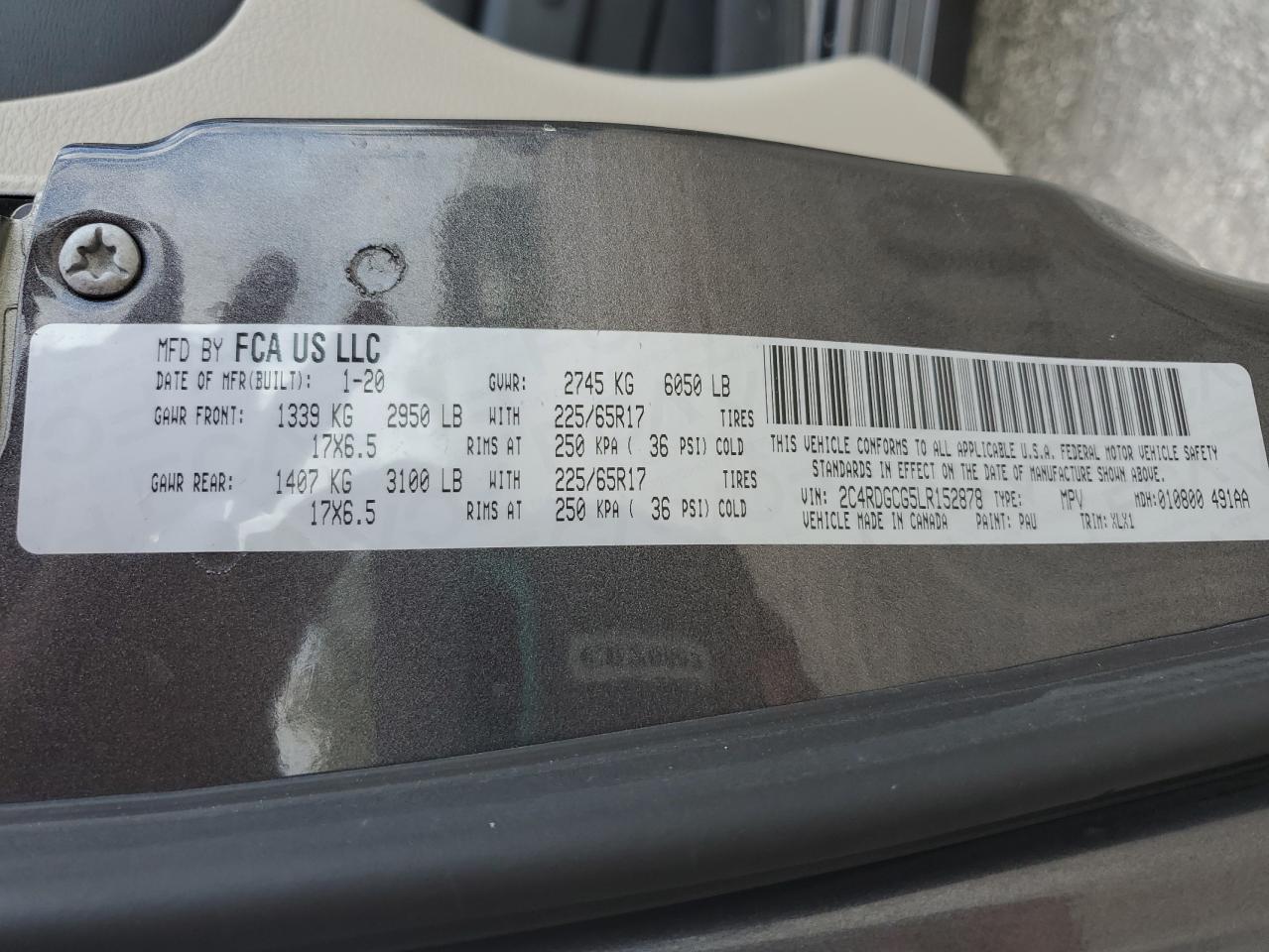 2C4RDGCG5LR152878 2020 Dodge Grand Caravan Sxt