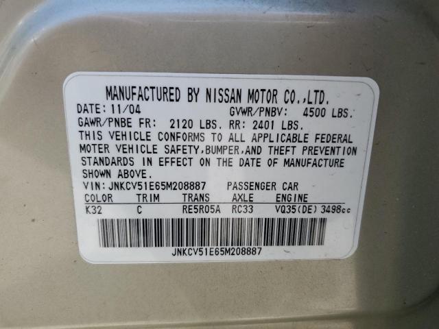 2005 Infiniti G35 VIN: JNKCV51E65M208887 Lot: 57757384