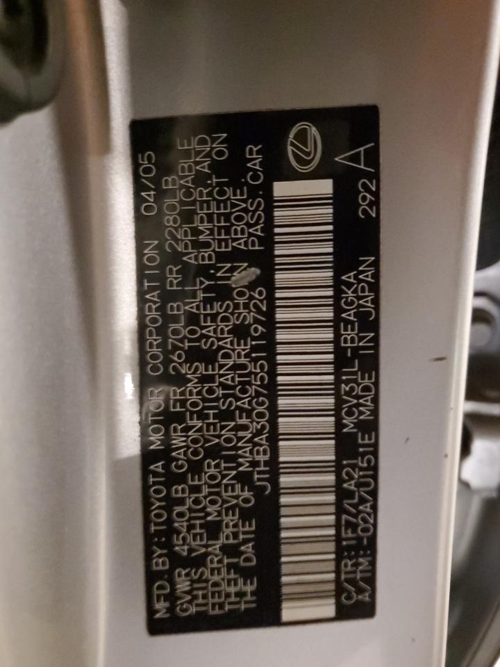 JTHBA30G755119726 2005 Lexus Es 330