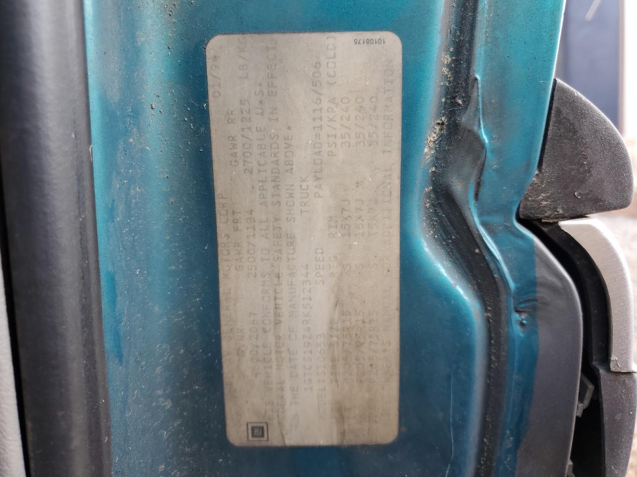 1GTCS19Z4RK512344 1994 GMC Sonoma