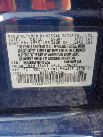 2016 Nissan Sentra S VIN: 3N1AB7AP1GY325052 Lot: 59834864