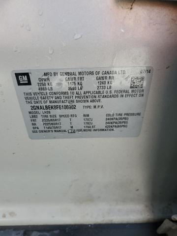 2015 Chevrolet Equinox Lt VIN: 2GNALBEK8F6106902 Lot: 57735334