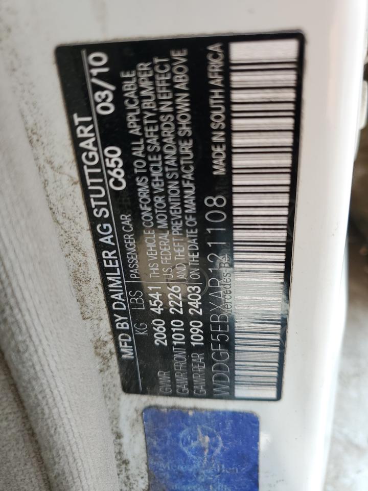 WDDGF5EBXAR121108 2010 Mercedes-Benz C 300