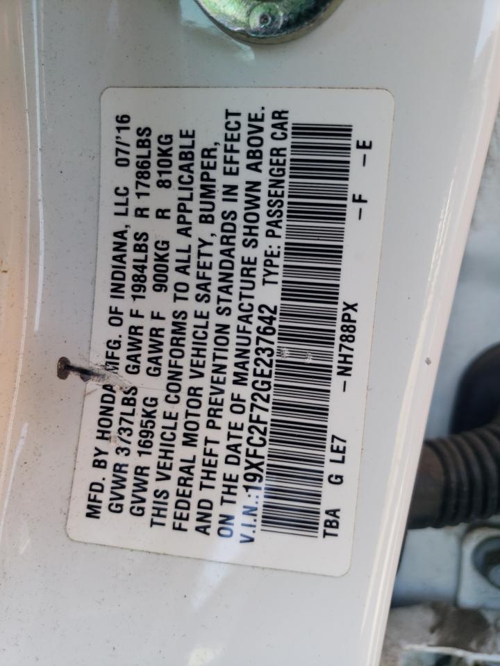 19XFC2F72GE237642 2016 Honda Civic Ex 19XFC2F72GE237642 2016 Honda Civic Ex