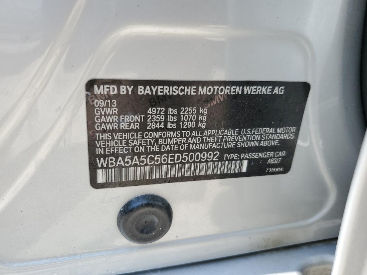 WBA5A5C56ED500992 2014 BMW 528 I