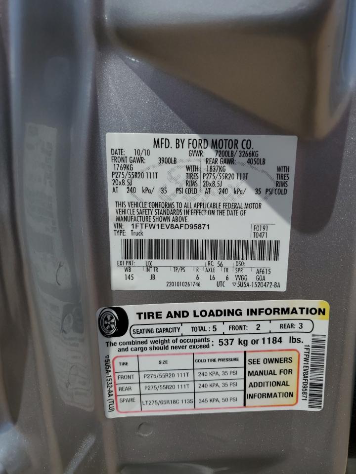 1FTFW1EV8AFD95871 2010 Ford F150 Supercrew