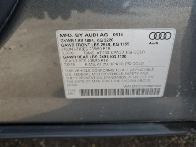 2015 Audi Q3 Premium Plus VIN: WA1EFCFS2FR001552 Lot: 57867904