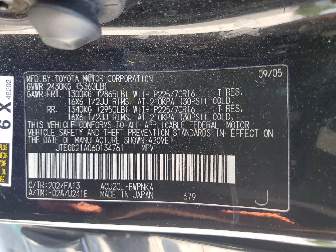 JTEGD21A060134761 2006 Toyota Highlander
