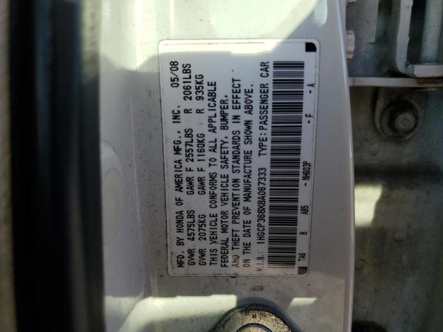 1HGCP368X8A067333 2008 Honda Accord Exl