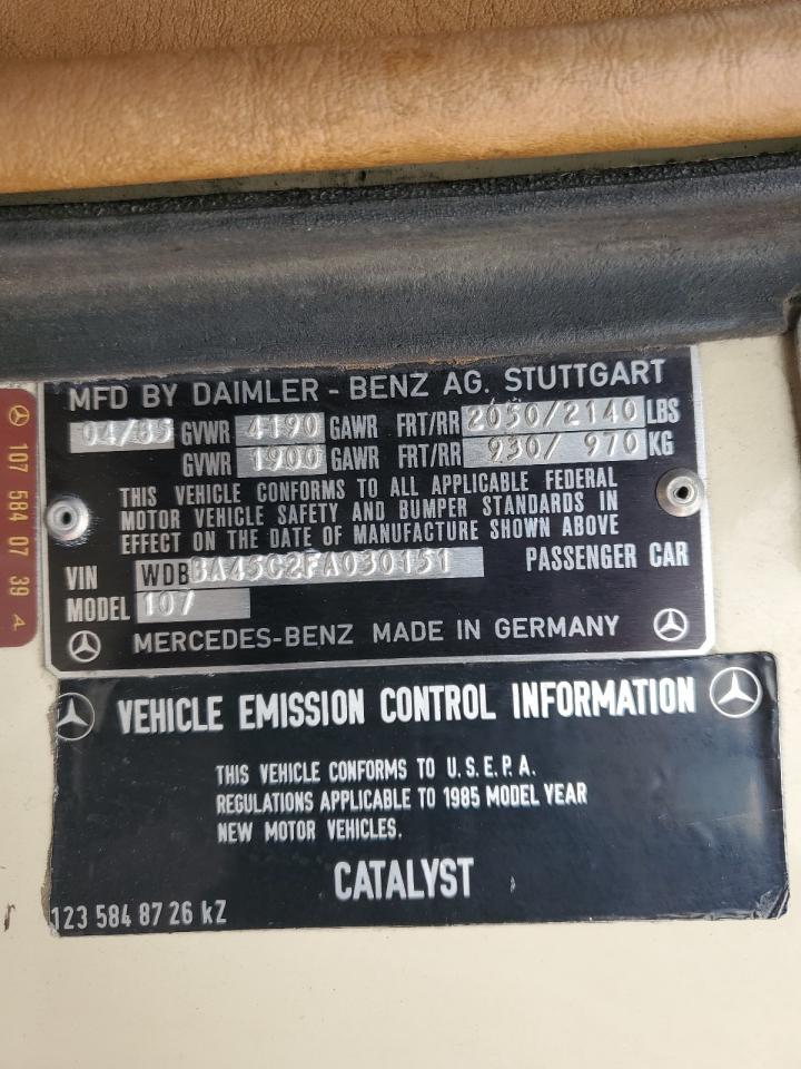 WDBBA45C2FA030151 1985 Mercedes-Benz 380 Sl