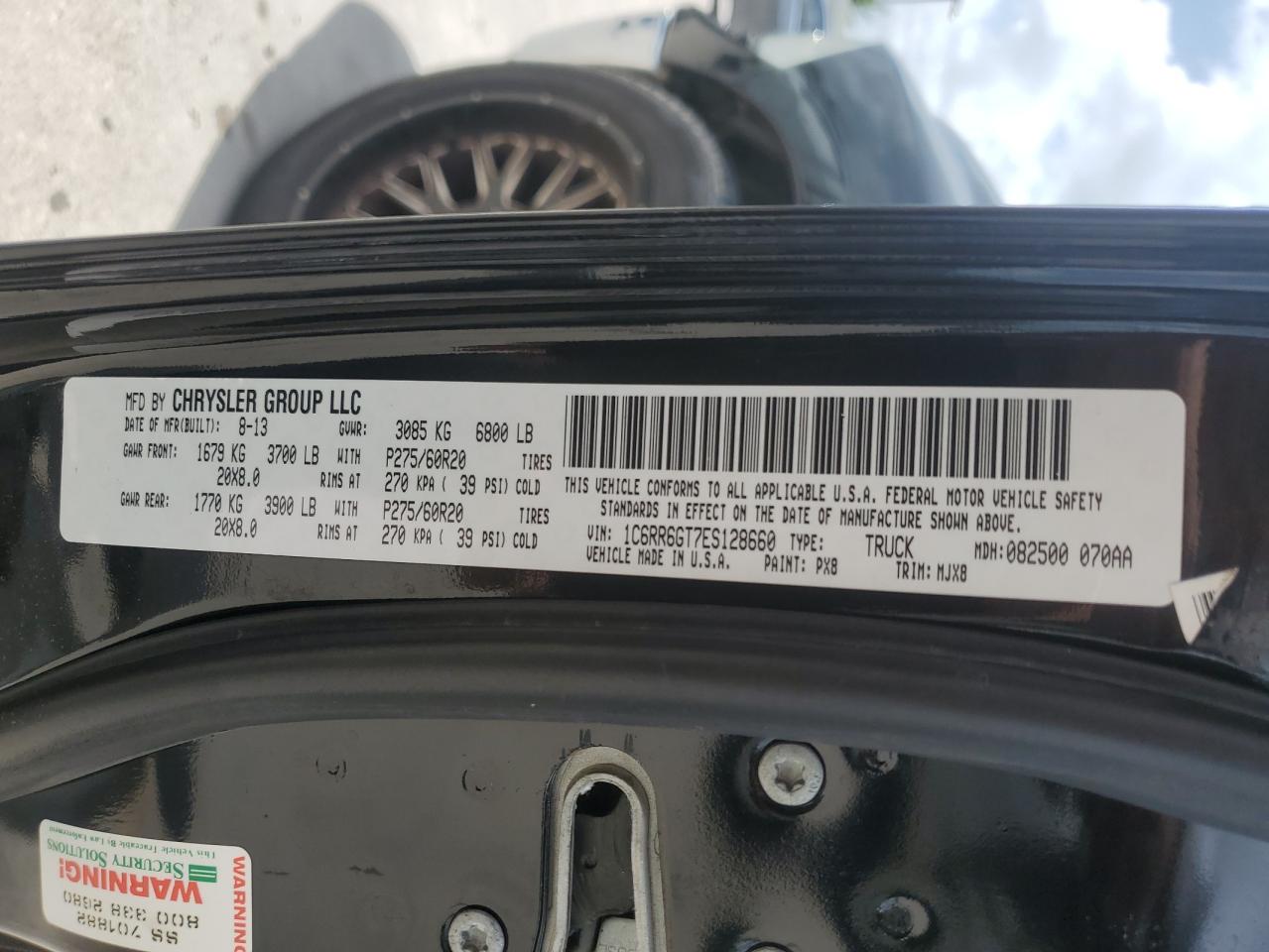 1C6RR6GT7ES128660 2014 Ram 1500 Slt