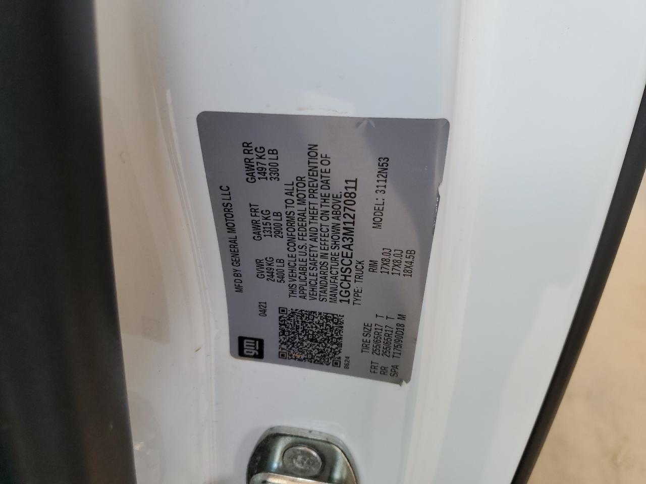 1GCHSCEA3M1270811 2021 Chevrolet Colorado Lt