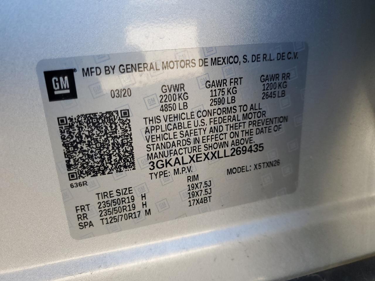 3GKALXEXXLL269435 2020 GMC Terrain Denali