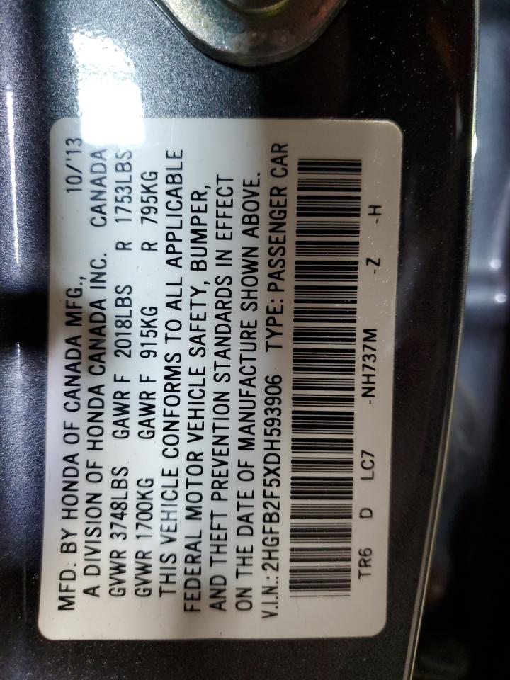 Lot #3034347080 2013 HONDA CIVIC LX