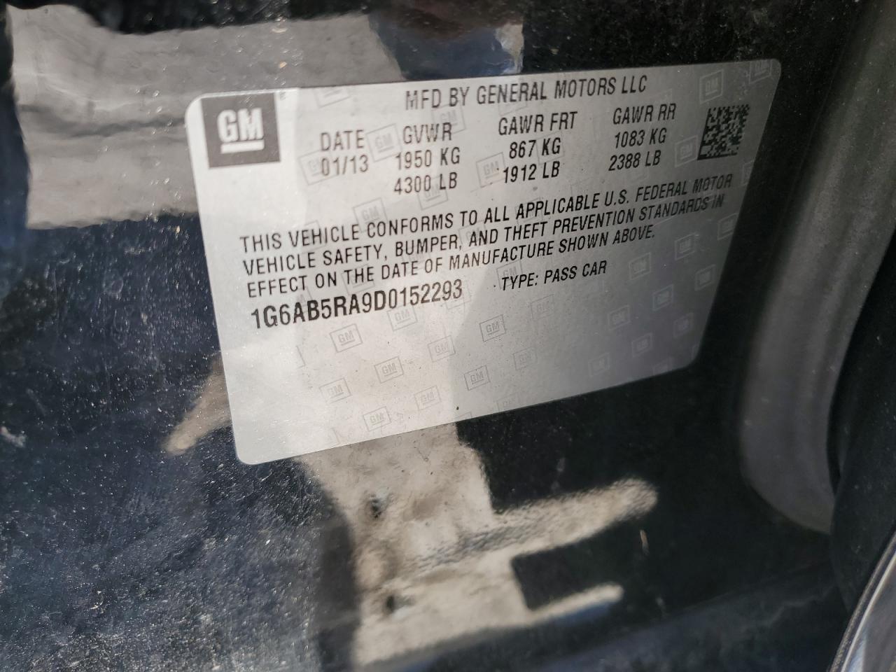 1G6AB5RA9D0152293 2013 Cadillac Ats Luxury