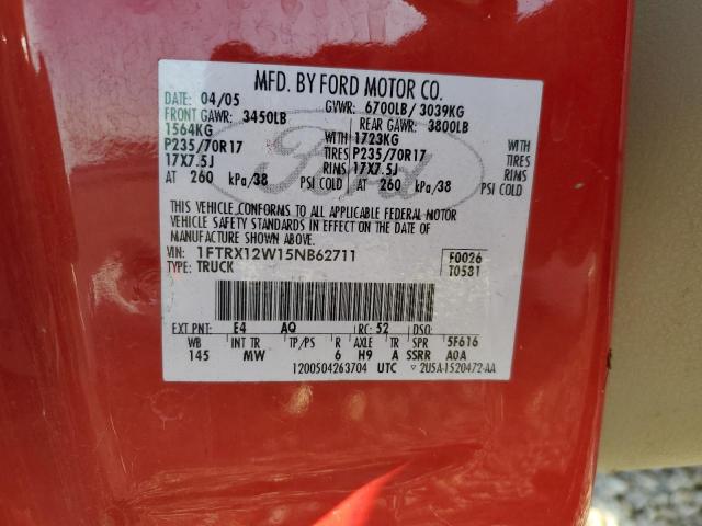 2005 Ford F150 VIN: 1FTRX12W15NB62711 Lot: 60226364