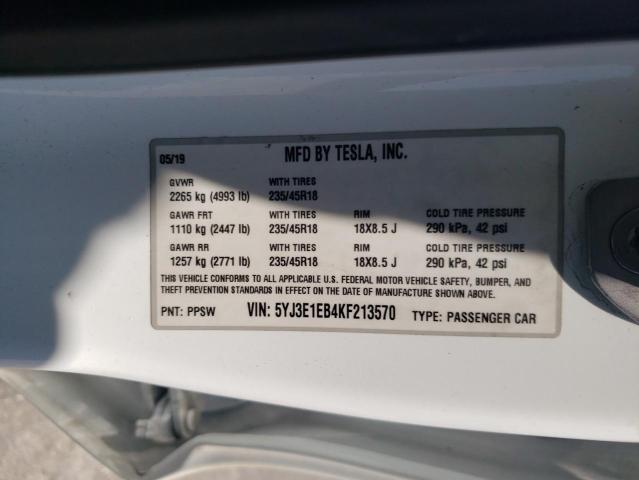 2019 TESLA MODEL 3 - 5YJ3E1EB4KF213570