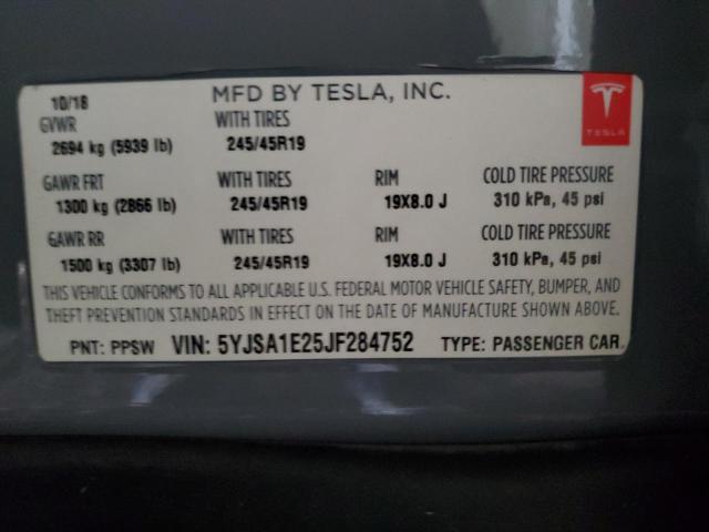 2018 Tesla Model S VIN: 5YJSA1E25JF284752 Lot: 57442894