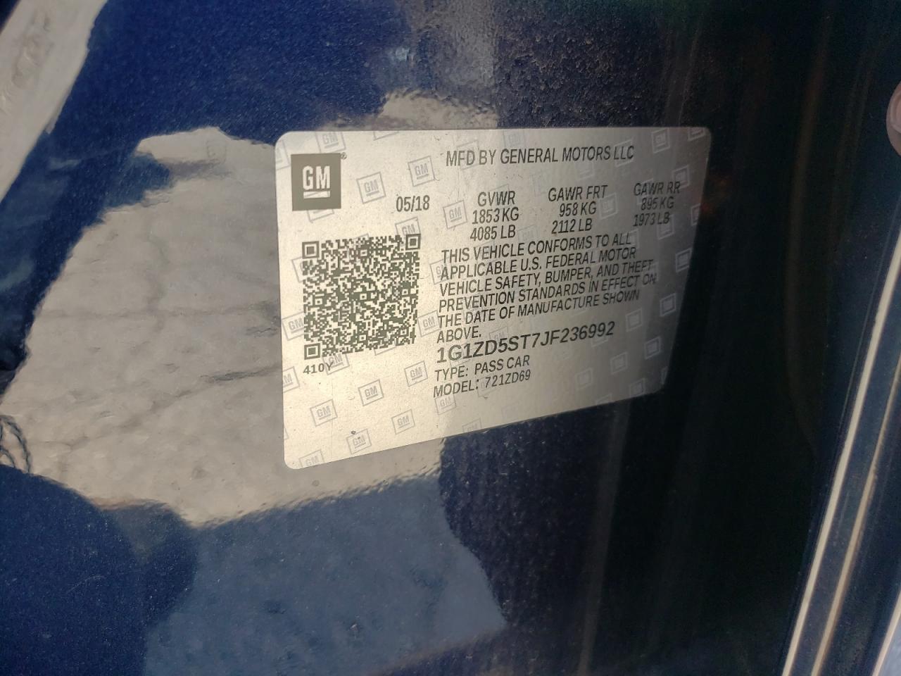 1G1ZD5ST7JF236992 2018 Chevrolet Malibu Lt