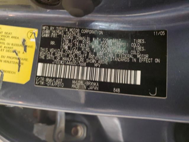 2006 Toyota Highlander Hybrid VIN: JTEEW21A460017668 Lot: 60937994