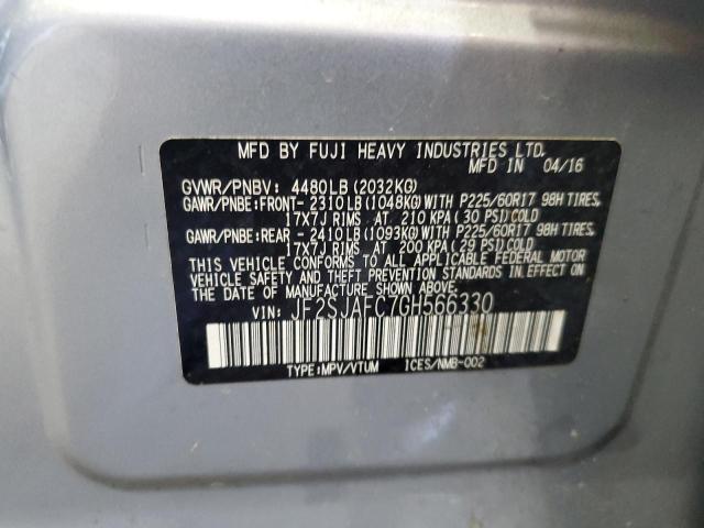 VIN JF2SJAFC7GH566330 2016 Subaru Forester, 2.5I Pr... no.12