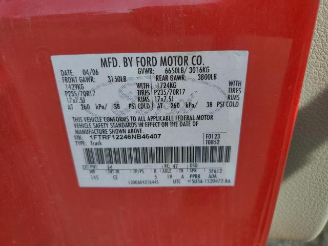 2006 Ford F150 VIN: 1FTRF12246NB46407 Lot: 57522914