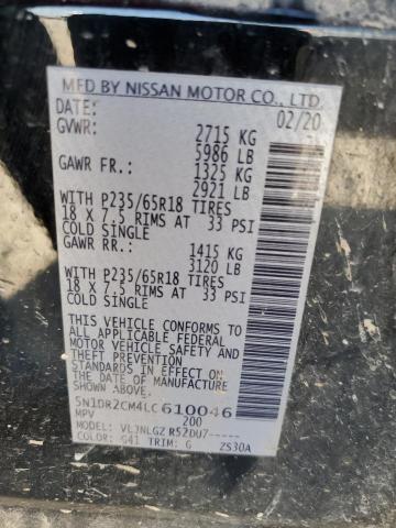 2020 NISSAN PATHFINDER - 5N1DR2CM4LC610046