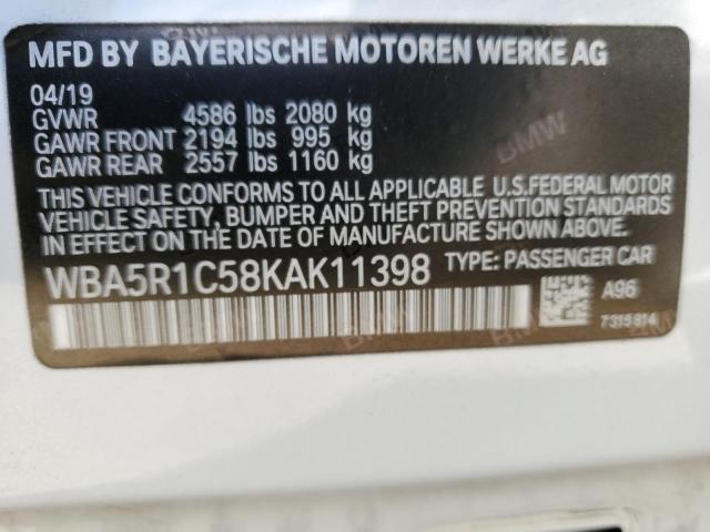 2019 BMW 330I VIN: WBA5R1C58KAK11398 Lot: 60526944