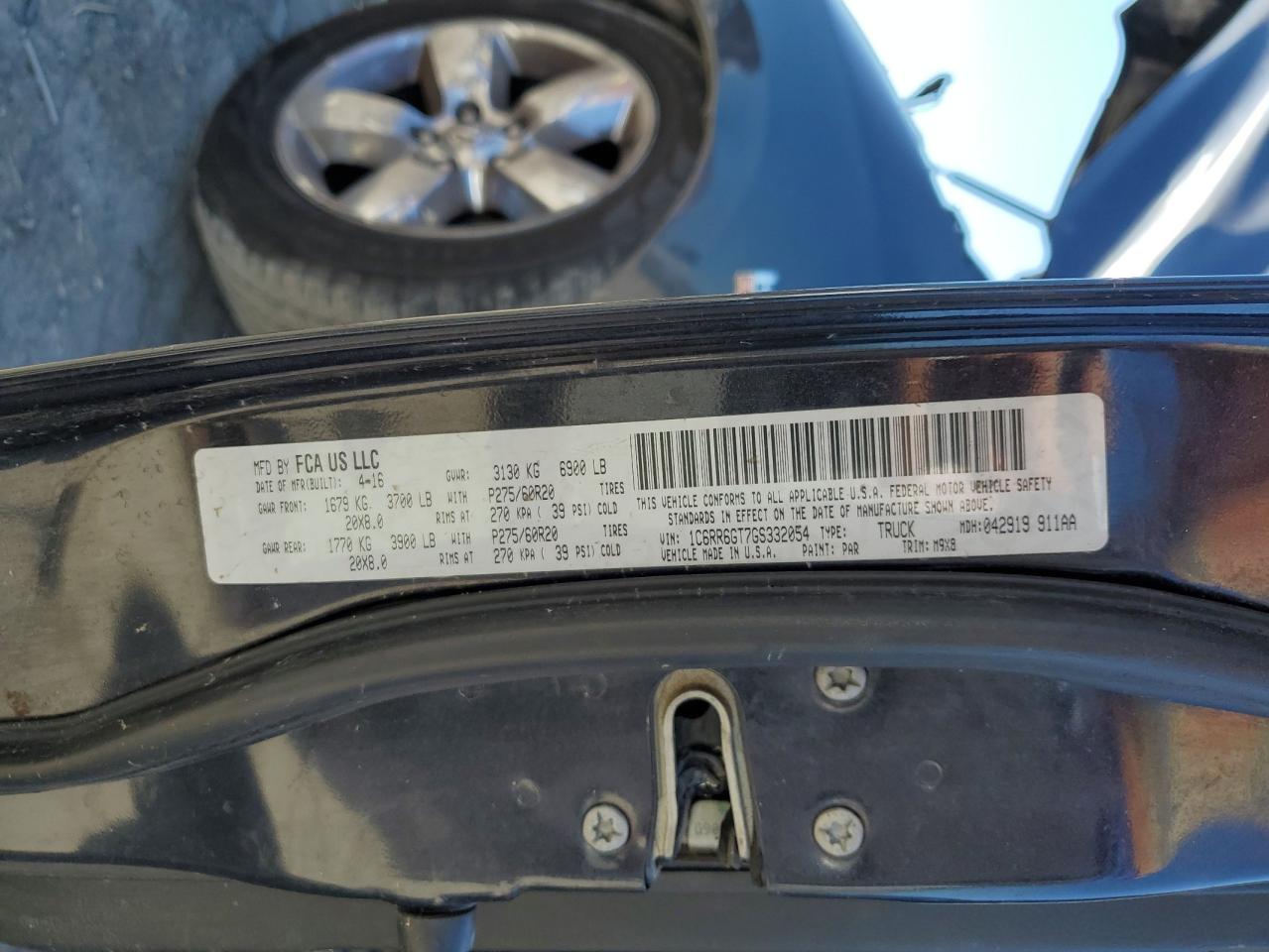 1C6RR6GT7GS332054 2016 Ram 1500 Slt