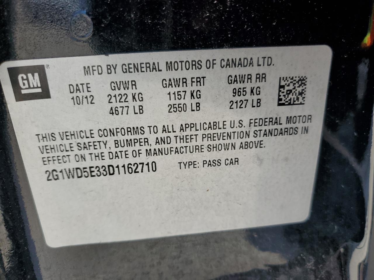 2G1WD5E33D1162710 2013 Chevrolet Impala Police