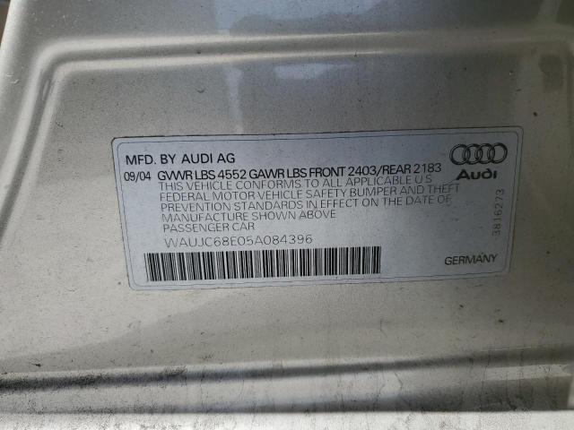 2005 Audi A4 1.8T VIN: WAUJC68E05A084396 Lot: 58255524