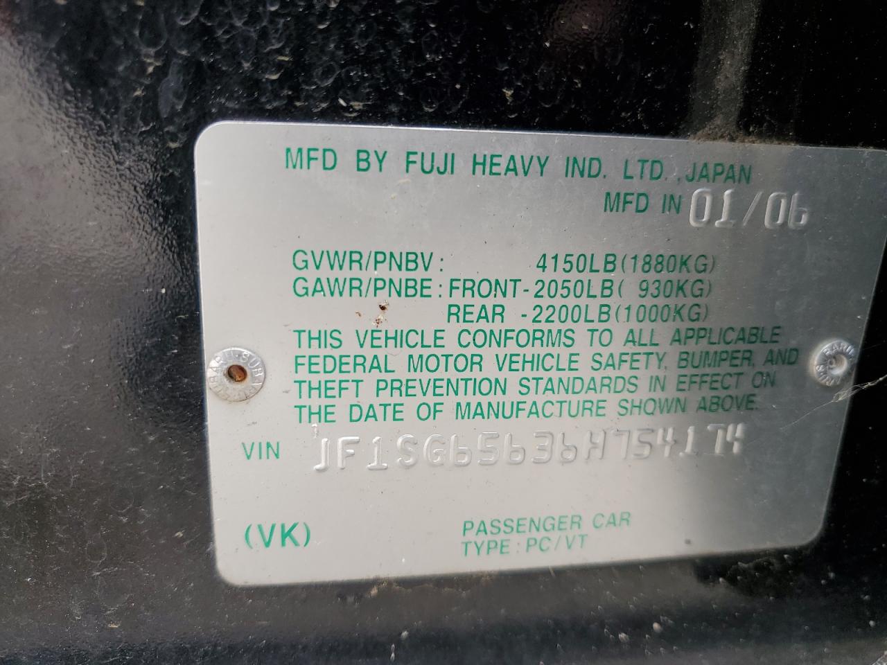 JF1SG65636H754174 2006 Subaru Forester 2.5X Premium