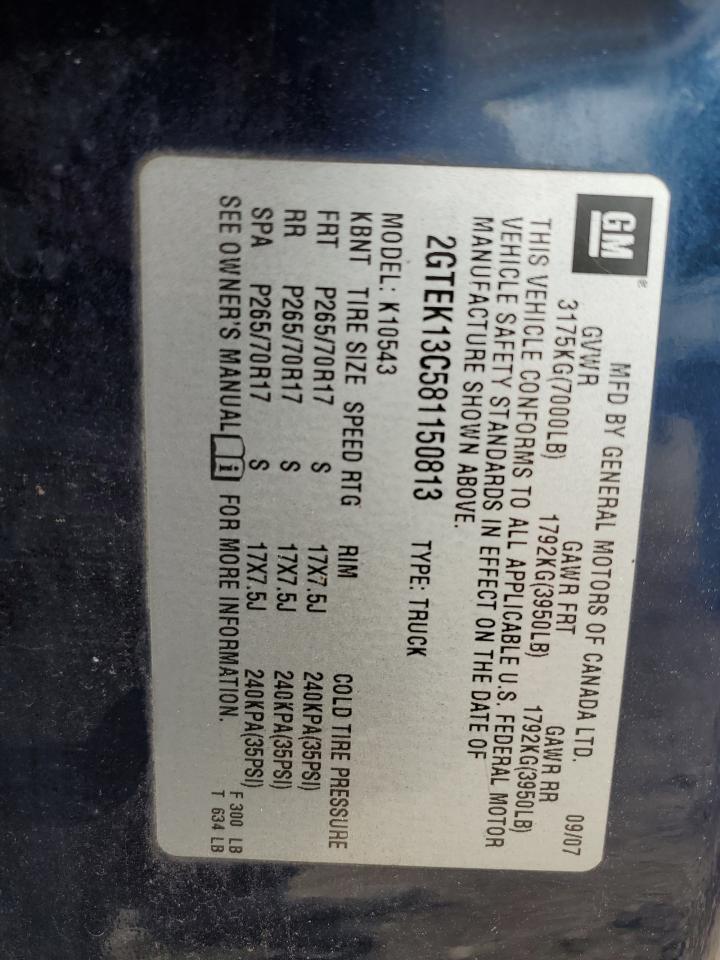 2GTEK13C581150813 2008 GMC Sierra K1500