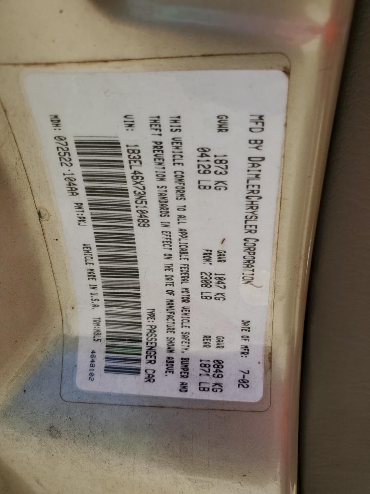 1B3EL46X73N510489 2003 Dodge Stratus Se